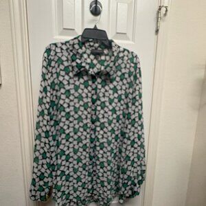 Lane Bryant Green Checkered Blouse